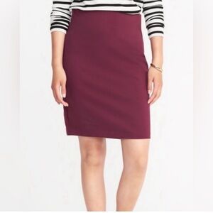 Loft Ann Taylor Burgundy Skirt with Stitch Detail